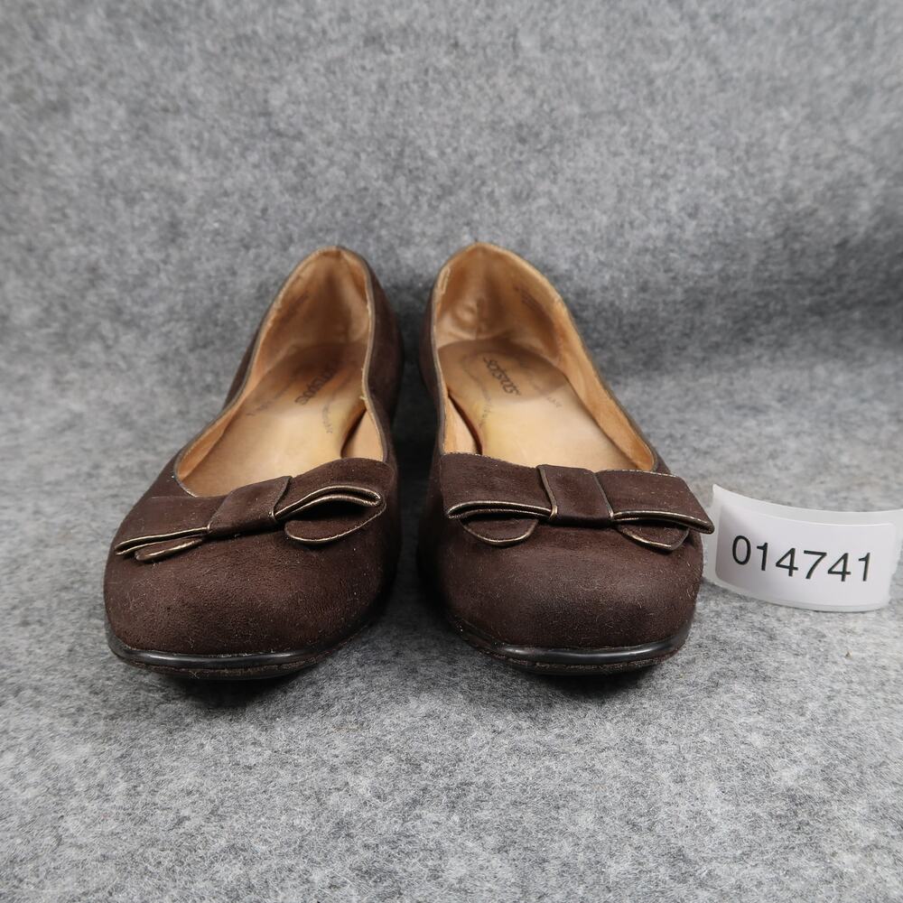 Softspots Shoes Womens 7.5 Loafer Pumps Low Heel Slip On Brown Closed Toe Bow - Picture 2 of 12